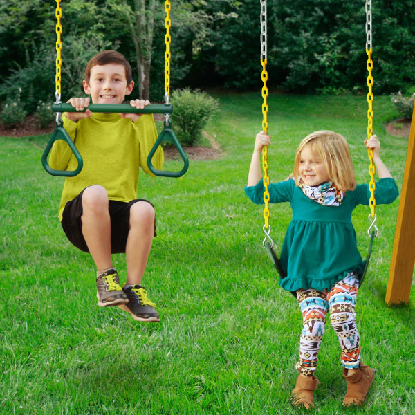 Free Standing Three Position Wooden Swing Set - Image 4